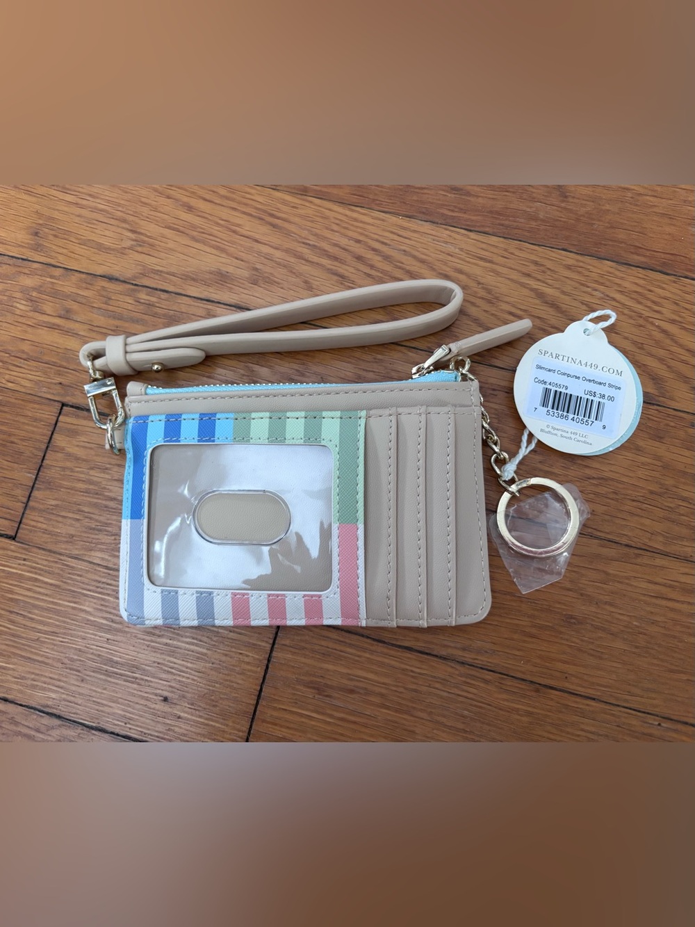 Spartina 449 Slimcard Coinpurse Overboard Stripe Wallet Wristlet Purse - Picture 5 of 6